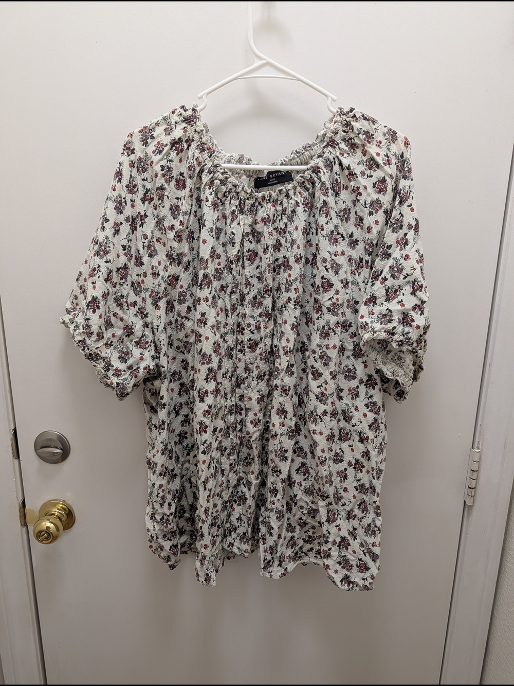 Lane Bryant Cream Floral Peasant Blouse